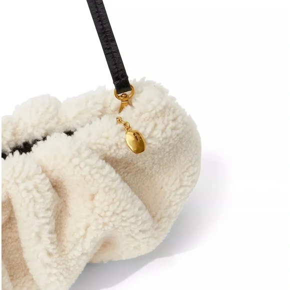 NWOT STAUD Bean Shearling Teddy Bear Cream Shoulder Convertible Bag Clutch Purse - Picture 4 of 12